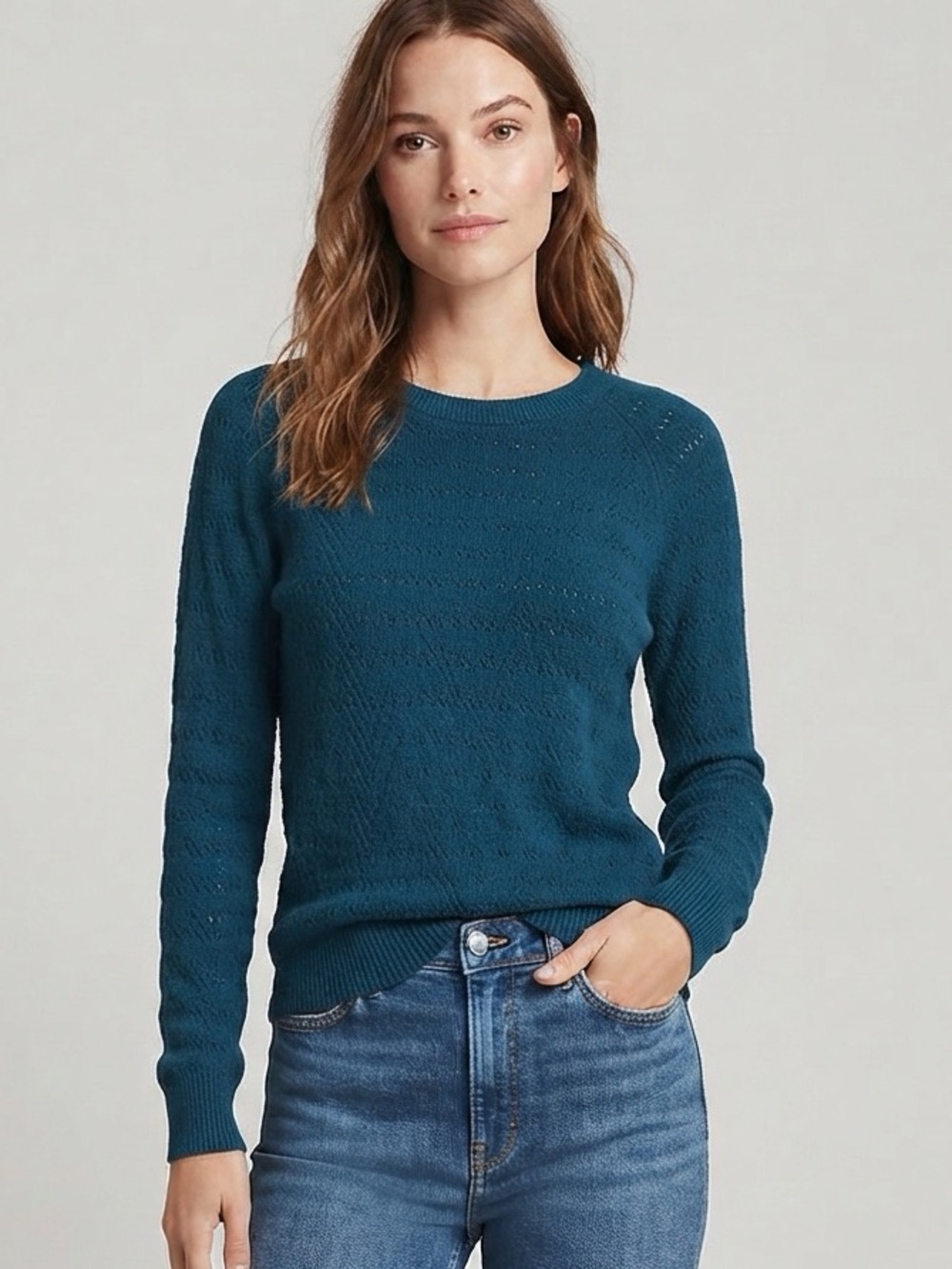 Loft wool blend lightweight patterned knit Womens sweater small